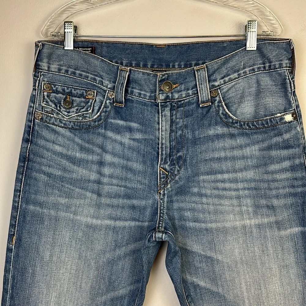 True Religion Ricky Relaxed Straight Leg Jeans Cotton Size 33 in Dust Cloud Mens